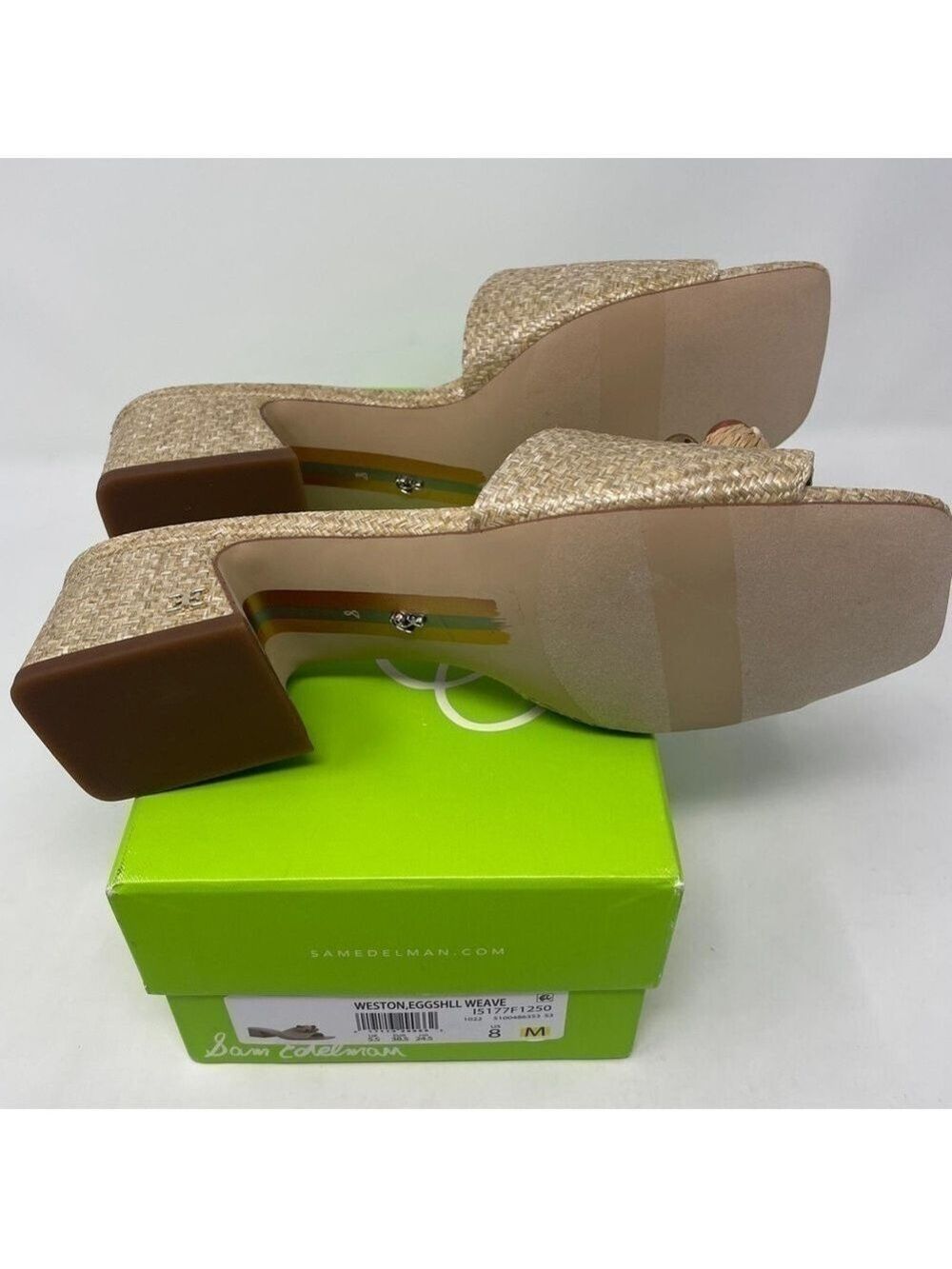 Sam Edelman Weston Eggshell Weave Block Heel Slide Sandal - NWT - Picture 10 of 12